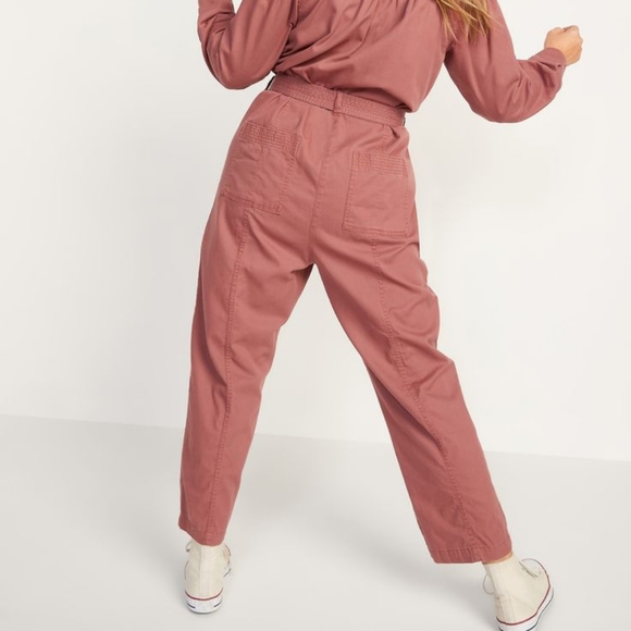 🆕️ NWT Long-Sleeve Zip-Front Cropped Utility Jumpsuit for Women in 'Dusty Pink' - Picture 8 of 14